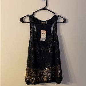 NEW: Mudd Gold Foil Pointelle Racerback Tank Top